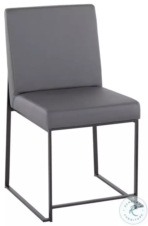 Fuji Grey PU And Black Steel High Back Dining Chair Set of 2
