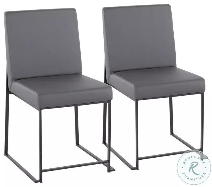 Fuji Grey PU And Black Steel High Back Dining Chair Set of 2