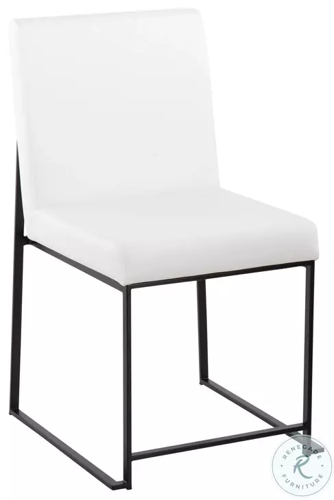 Fuji White PU And Black Steel High Back Dining Chair Set of 2