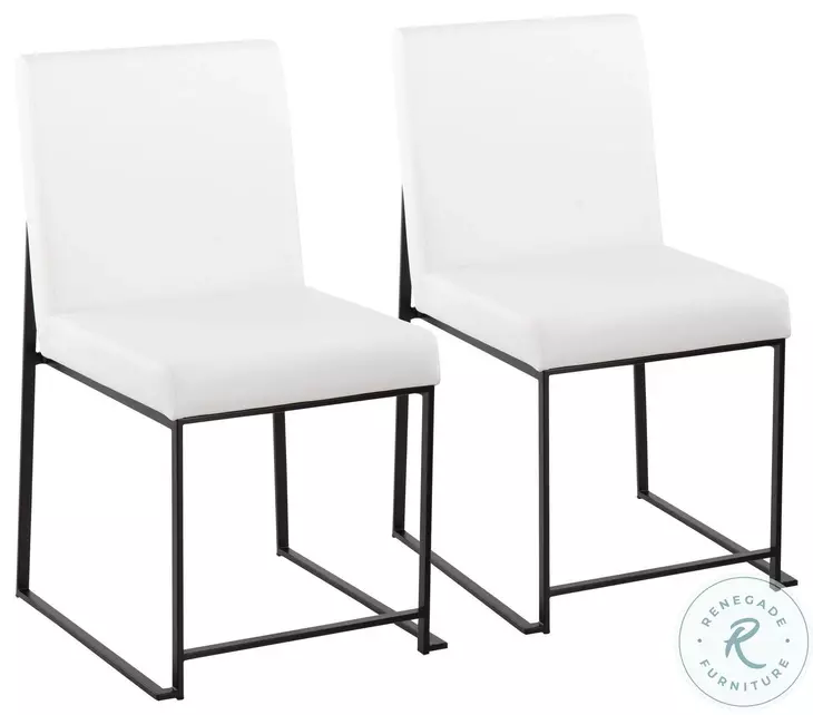 Fuji White PU And Black Steel High Back Dining Chair Set of 2