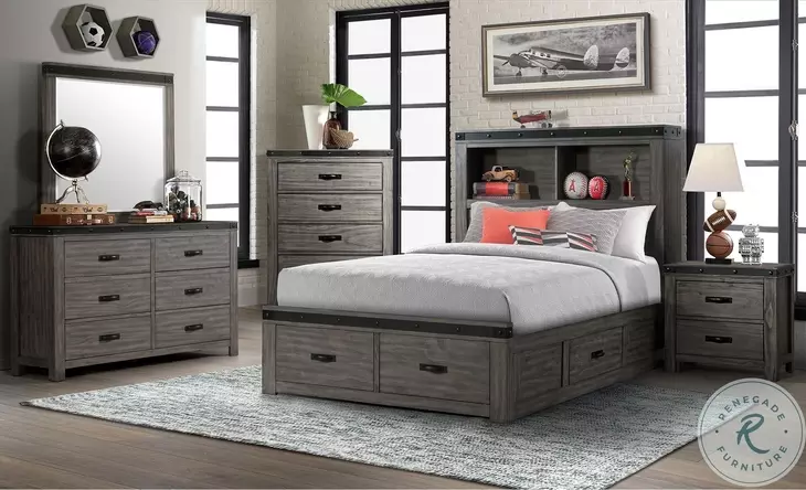 Montauk Grey 6 Drawer Youth Dresser And Mirror