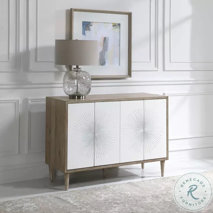 Thera Matte White 4 Door Accent Cabinet