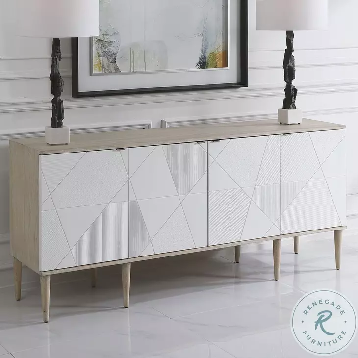 Tightrope neutral Oak Ceruse 4 Door Accent Cabinet