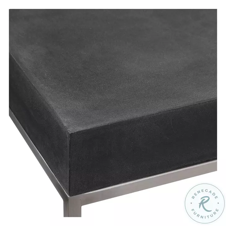 Mia Black Concrete and Brushed Nickel Console Table