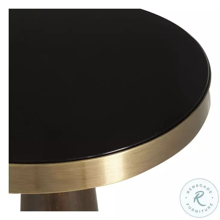Linvale Dark Espresso and Brushed Brass Accent Table