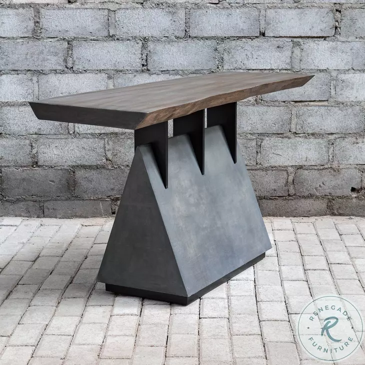 Vessel neutral and Gunmetal Console Table