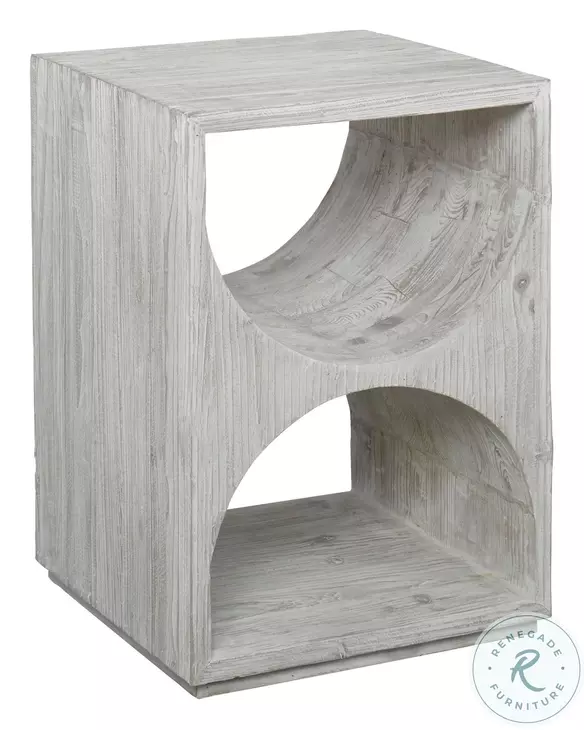 Orlanza Distressed Ivory Side Table