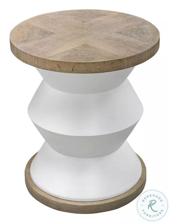 Denvor Matte White and Honey Stain Side Table