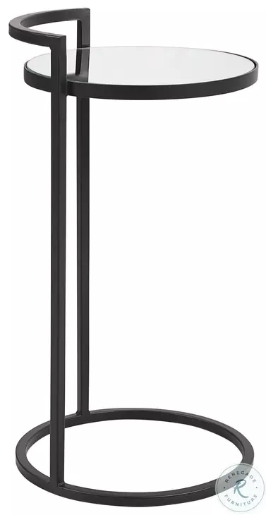W-23001 Matte Black Mirrored Top Accent Table