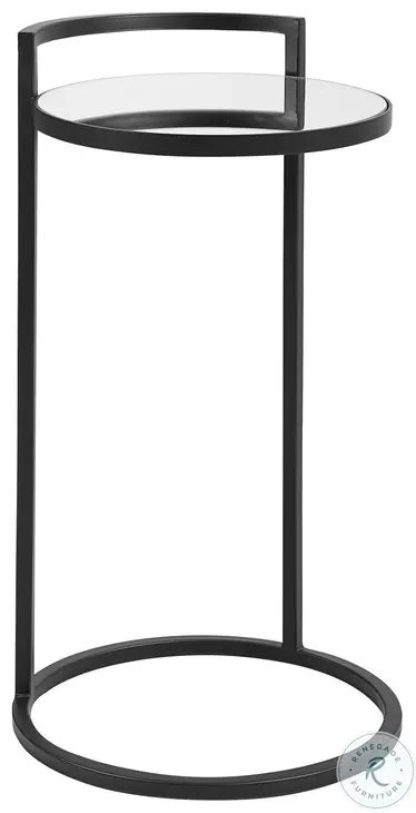 W-23001 Matte Black Mirrored Top Accent Table