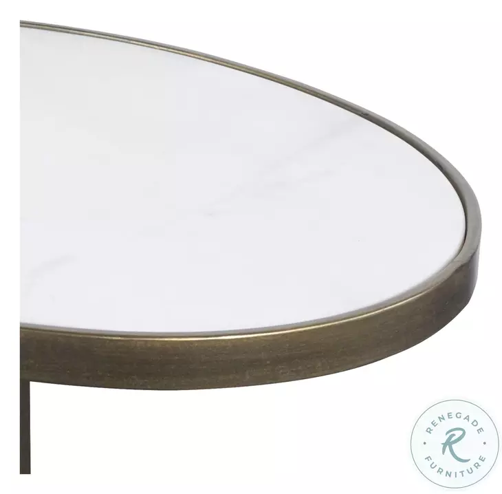 Odessa Brushed Gold and White Marble Accent Table