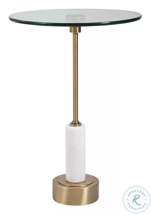 Harriston Brushed Brass and White Marble Accent Table