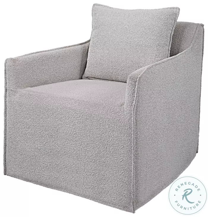 Welland Ivory and Warm Gray Swivel Chair