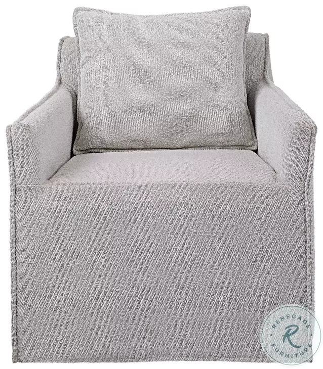 Welland Ivory and Warm Gray Swivel Chair