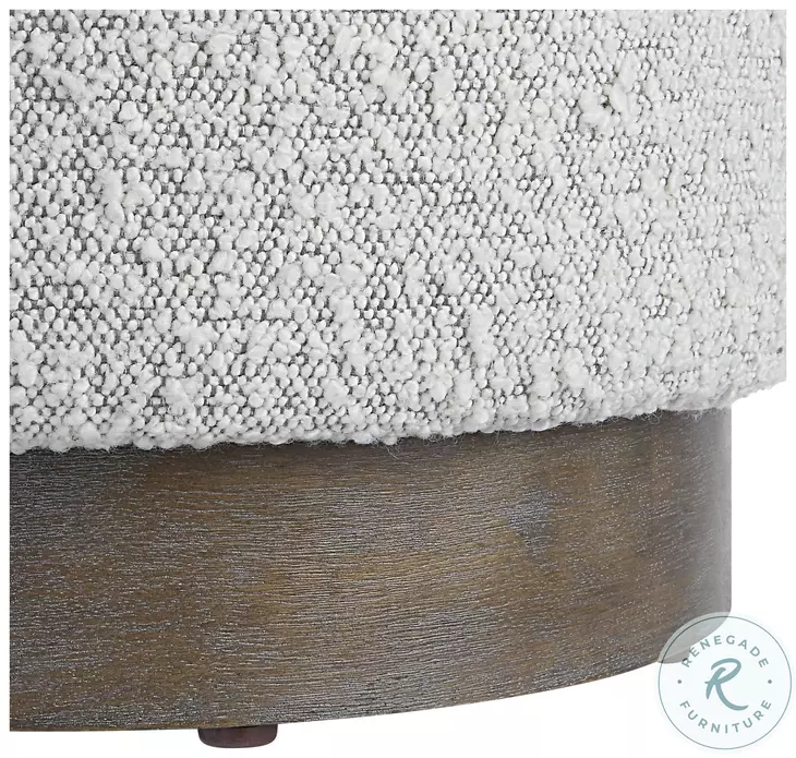 Verlian Ivory and Warm Gray Ottoman