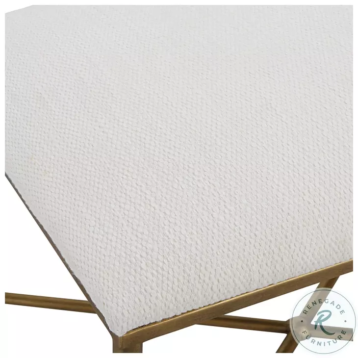 Summerton Crisp White Small Bench with Gold Frame