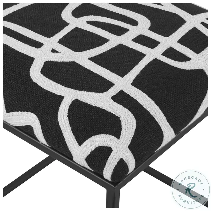 Loop Black and White Accent Stool
