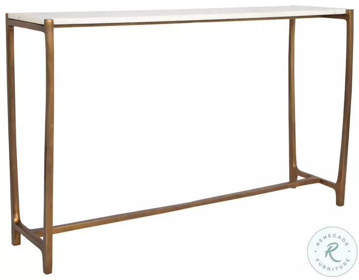Affinity Antique Gold And White Marble Console Table