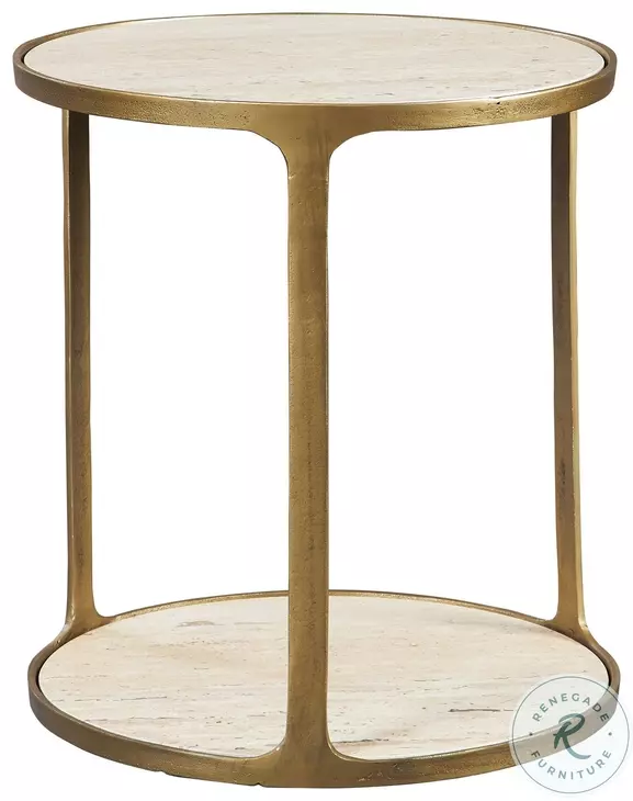 Enclave Rich Antique Brass And Beige Side Table