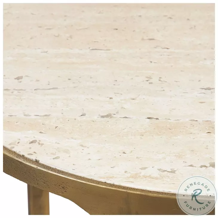 Enclave Rich Antique Brass And Beige Side Table