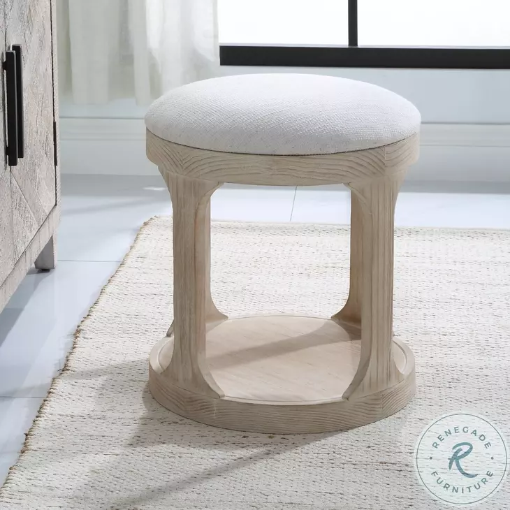 Dennen Off White Ottoman