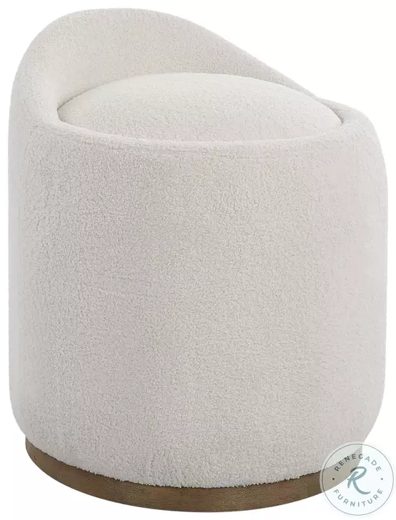 Coral Reef White Swivel Ottoman