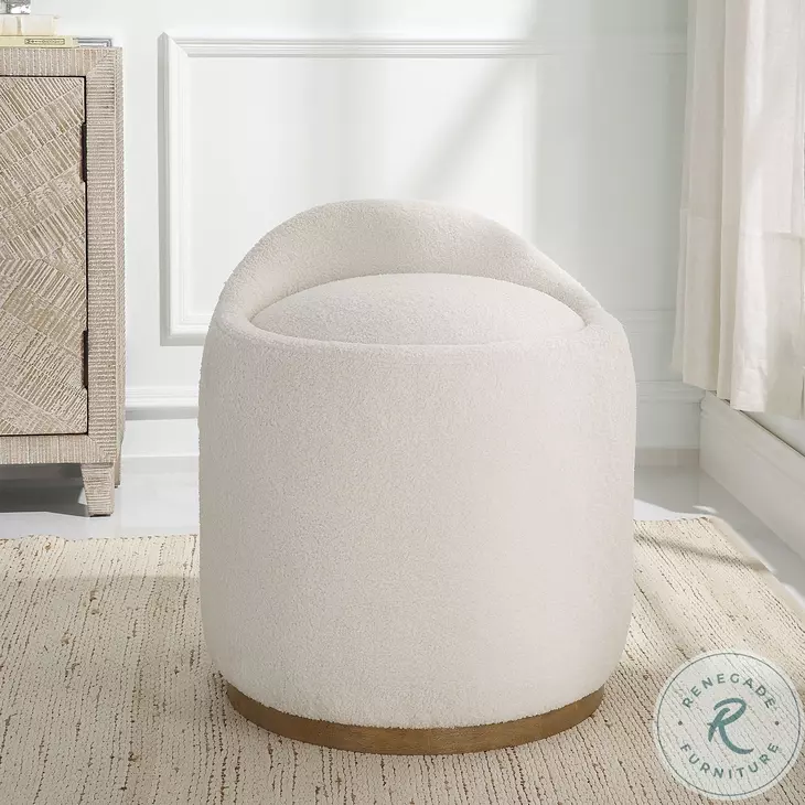 Coral Reef White Swivel Ottoman