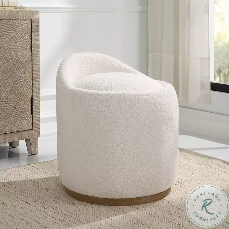 Coral Reef White Swivel Ottoman