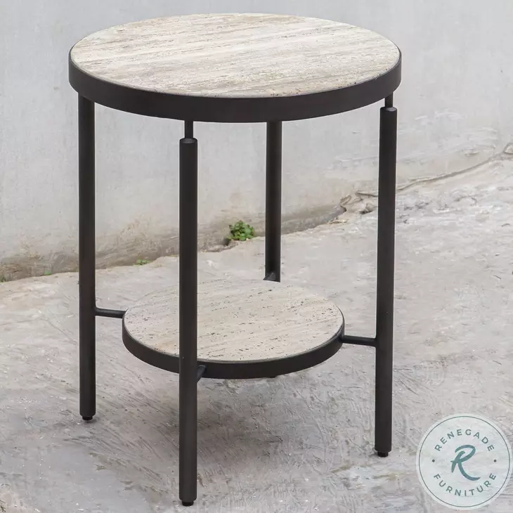 Savery Matte Black And Natural Side Table