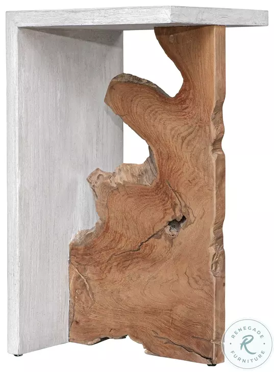 Blends Wood Tone And Aged White Accent Table