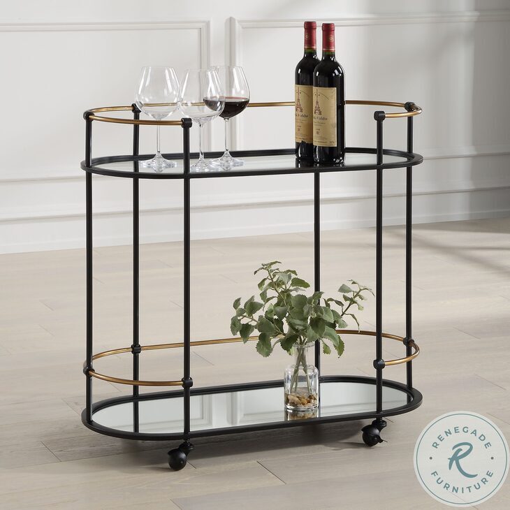 Andre Satin Black Bar Cart From Uttermost | Coleman Furniture