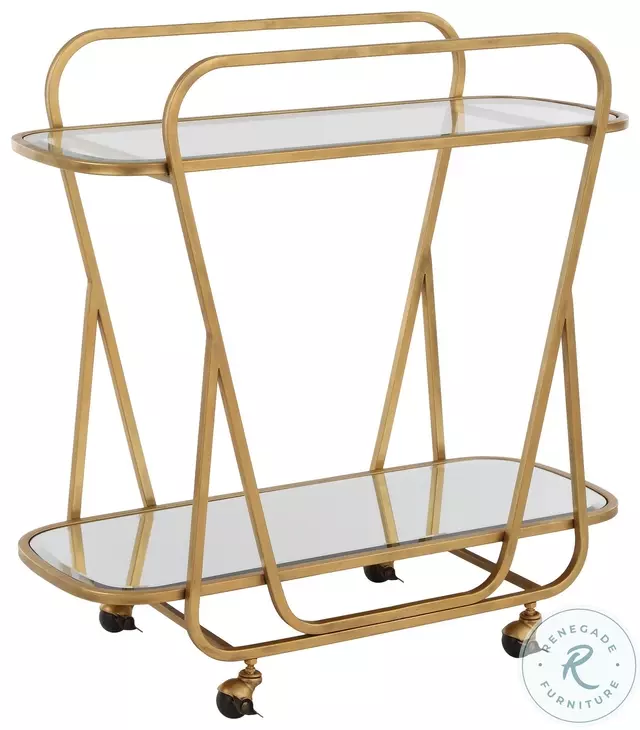 Swain Antique Brass Serving Cart