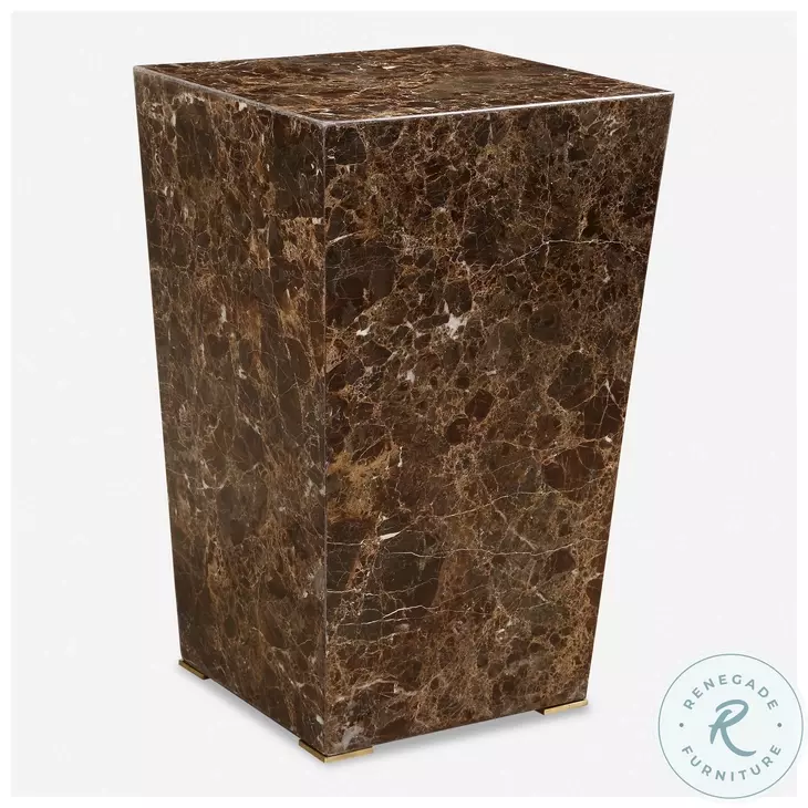 Poe Emperador Brown Marble Accent Table