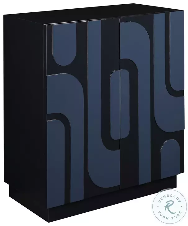 Valeria Glossy Cobalt Blue And Navy 2 Door Accent Cabinet