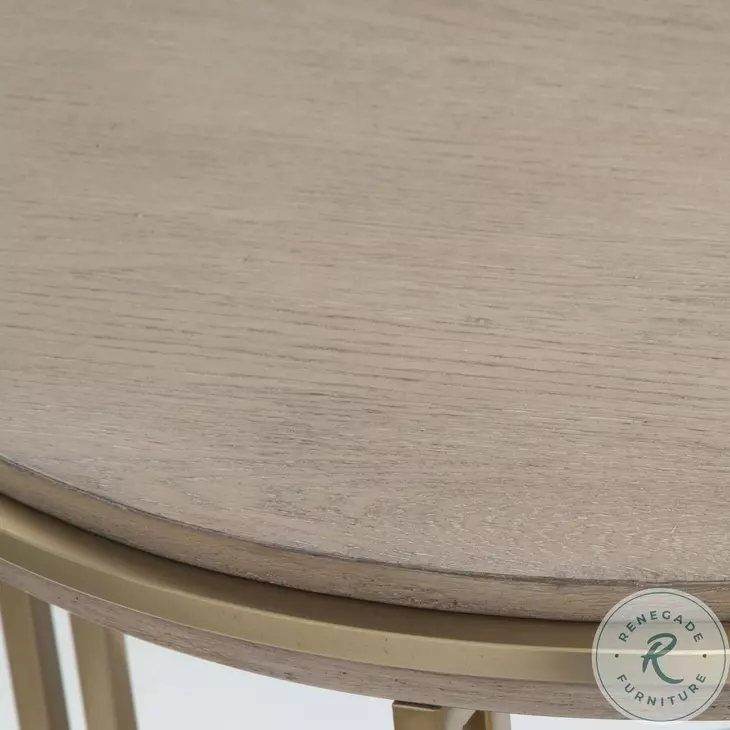 Thalyn Light Oak And Plated Brushed Brass Round Side Table