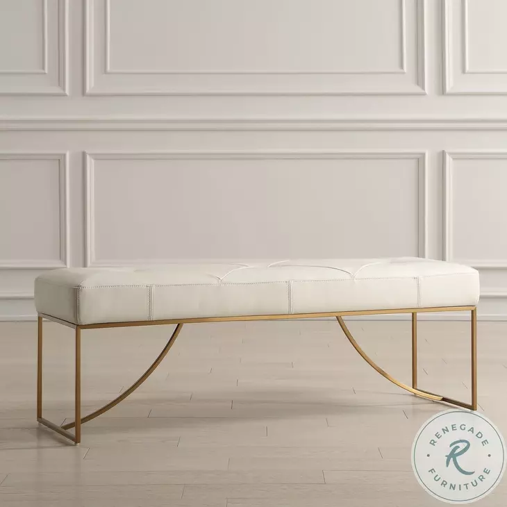 Langston Ivory Leather Bench