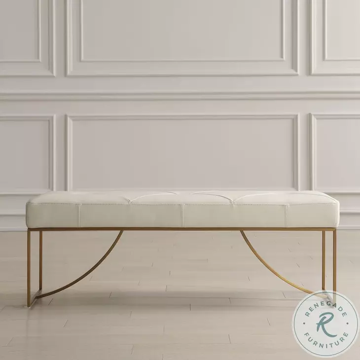 Langston Ivory Leather Bench