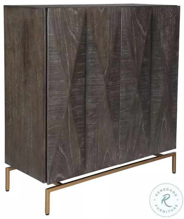 Marionis Ebony And Sleek Gold 2 Door Mindi Accent Cabinet