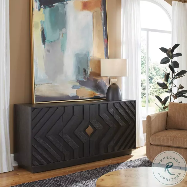 Faulkner Black 4 Door Accent Cabinet