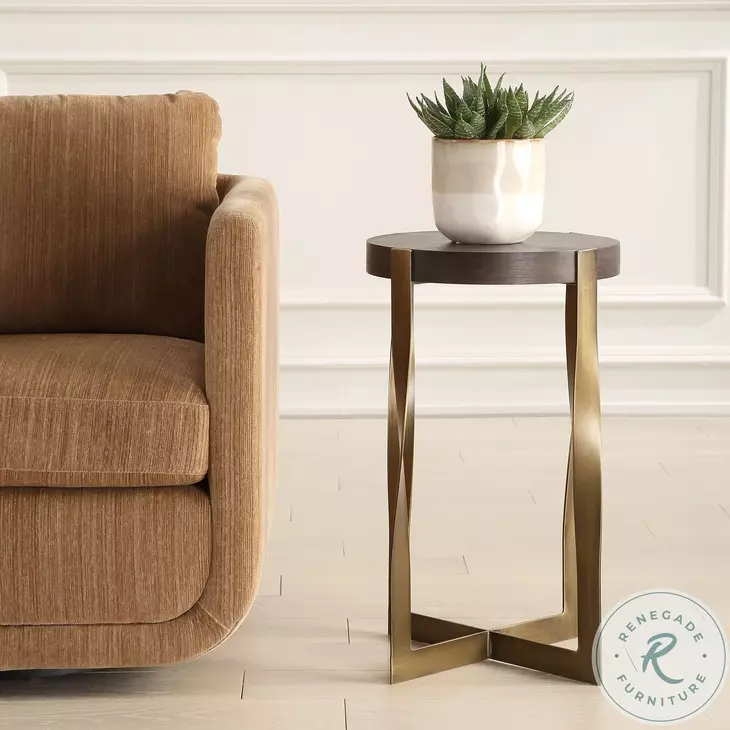 Drayden Dark Chocolate And Brass Accent Table