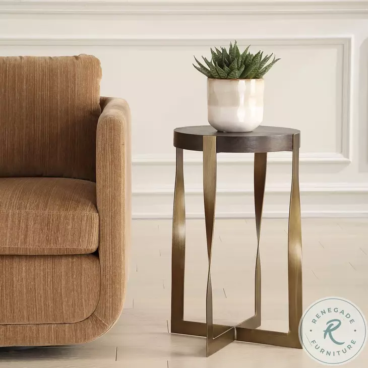 Drayden Dark Chocolate And Brass Accent Table