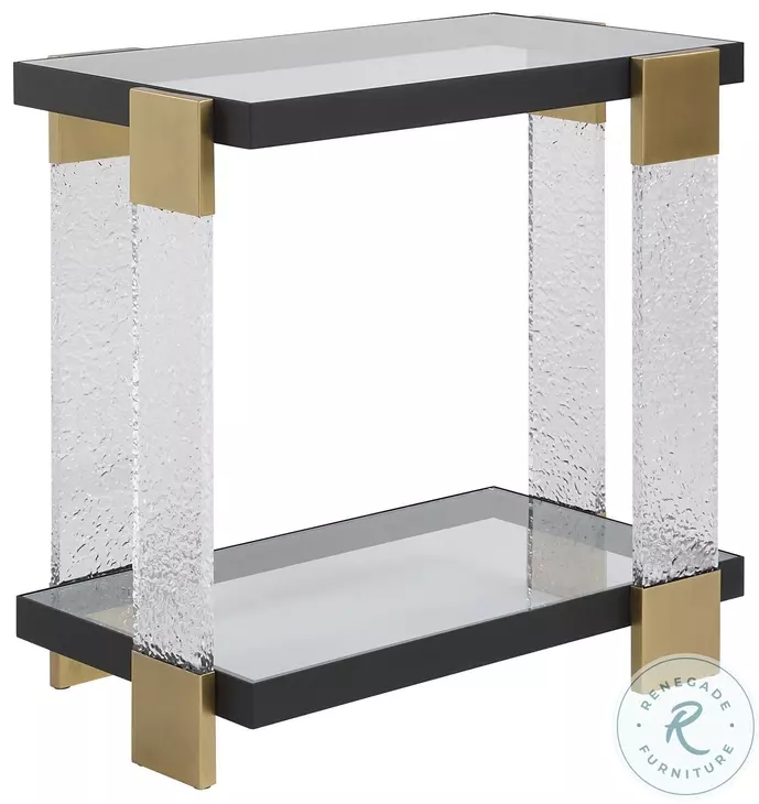 Bendena Satin Black And Brass Side Table