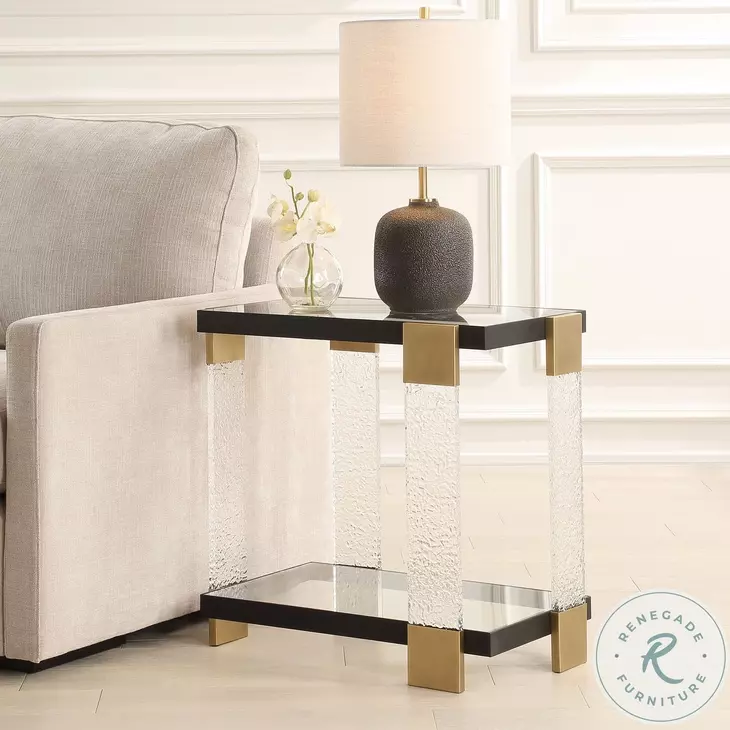 Bendena Satin Black And Brass Side Table