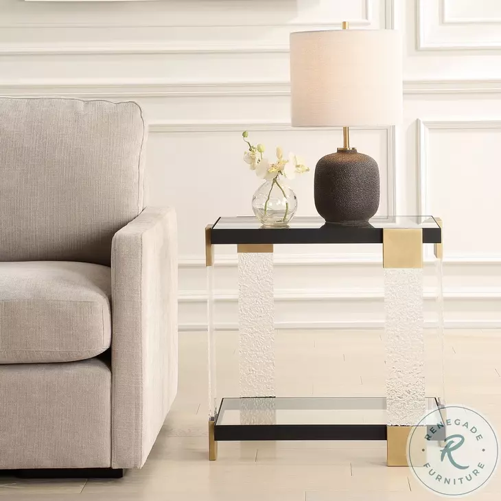 Bendena Satin Black And Brass Side Table