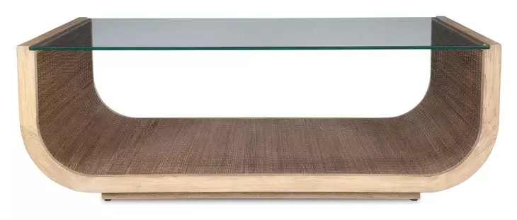 Prescott Driftwood Gray Rectangular Glass Top Coffee Table