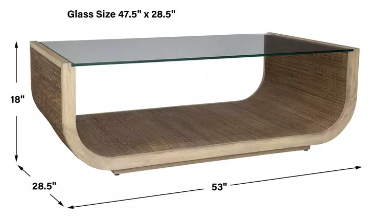 Prescott Driftwood Gray Rectangular Glass Top Coffee Table