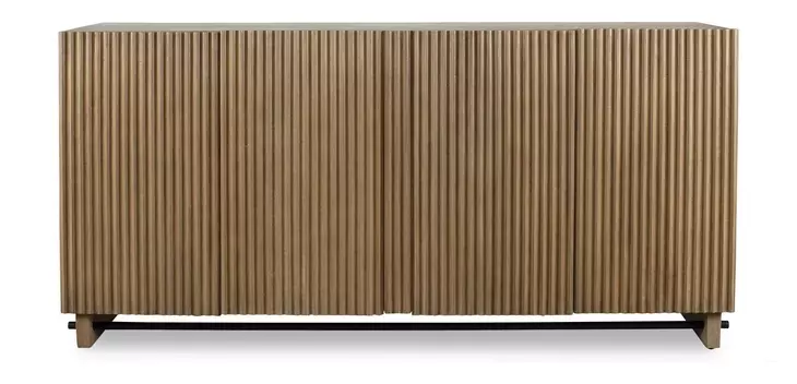 Arlington Natural Wood and Matte Black 4 Door Accent Cabinet