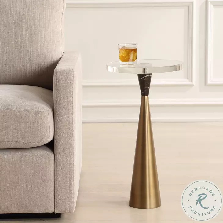 Holton Warm White And Brushed Brass Accent Table