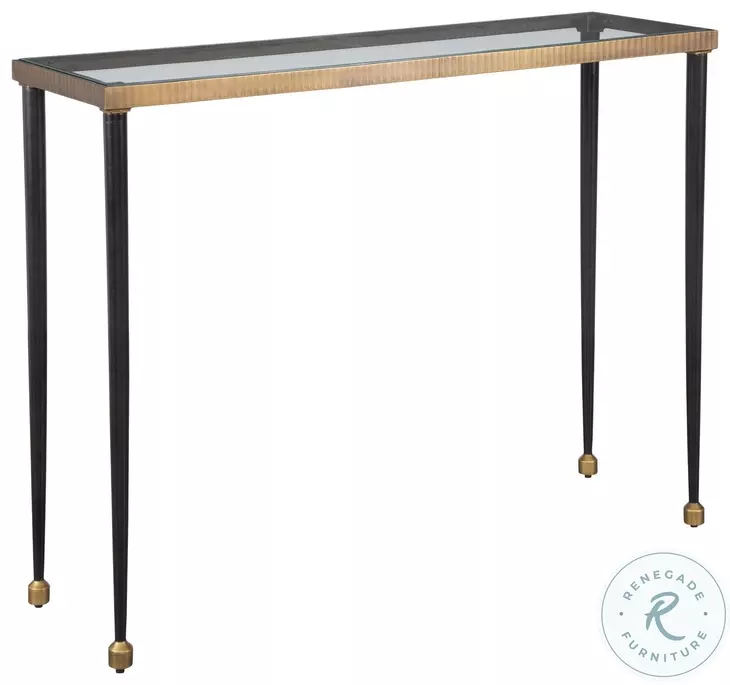 Needlepoint Antique Gold And Black Console Table