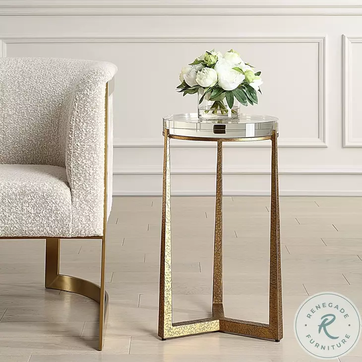 Roxas Antique Gold Round Accent Table